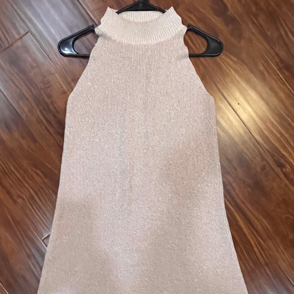 1. State Light Beige with Gold Sparkles Sweater Dress
